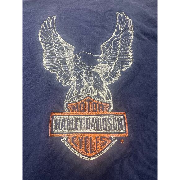Vintage Harley Davidson Blue Single Stitch Tee Eagle Logo USA Made Medium - Picture 7 of 7